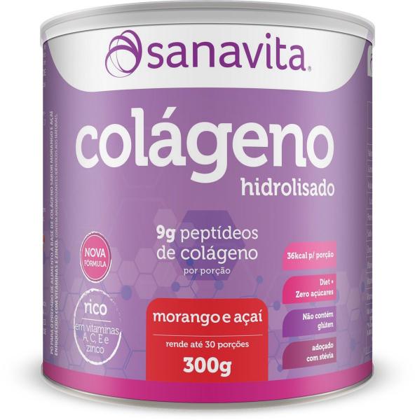 Colágeno Morango e Açaí 300g - Sanavita