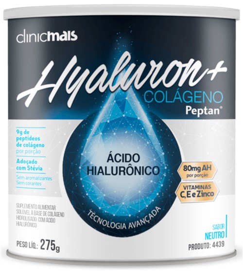 Colágeno Peptan + Ácido Hialurônico Hyaluron Instantâneo Neutro 275g