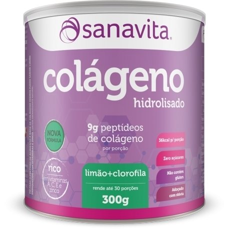 Colageno Sabor Limao e Clorofila 300G Sanavita