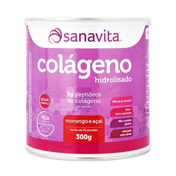 Colágeno Sabor Morango e Açaí 300g - Sanavita
