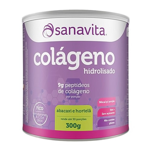 Colágeno Sanavita Sabor Abacaxi e Hortelã com 300g