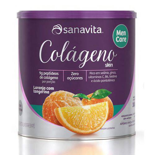 Colágeno Skin Men Care - Sanavita - Laranja e Tangerina - 300g