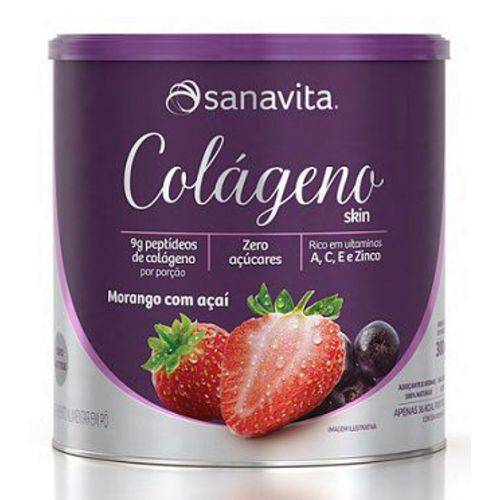Colágeno Skin - Sanavita - Morango com Açaí - 300g