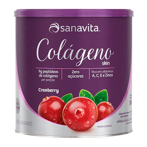Colágeno Skin Sanavita Sabor Cranberry 300g