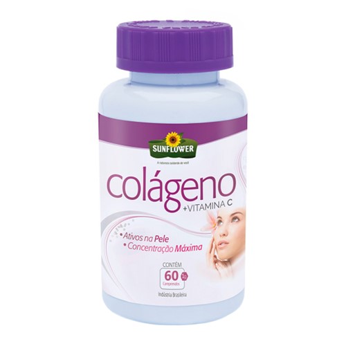 Colágeno + Vitamina C Sunflower com 60 Comprimidos