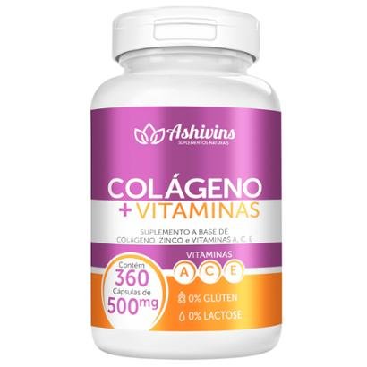 Colágeno + Vitaminas Ashivins 360 Caps 500 Mg
