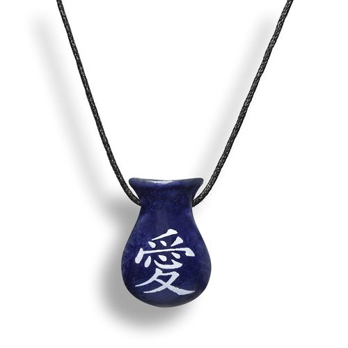 Colar Aromatizador Difusor Pessoal Cuia Símbolo Japonês Amor Azul - Ortega