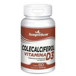 Colecalciferol Vitamina D3 – Semprebom – 60 Cap. de 240 Mg. - Sem Sabor - 60 Cápsulas