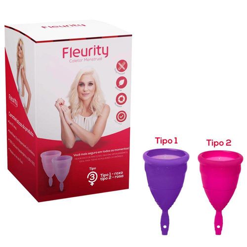 Coletor Menstrual Fleurity Tipo 3 Kit Composto por um Coletor do Tipo 1 e um do Tipo 2