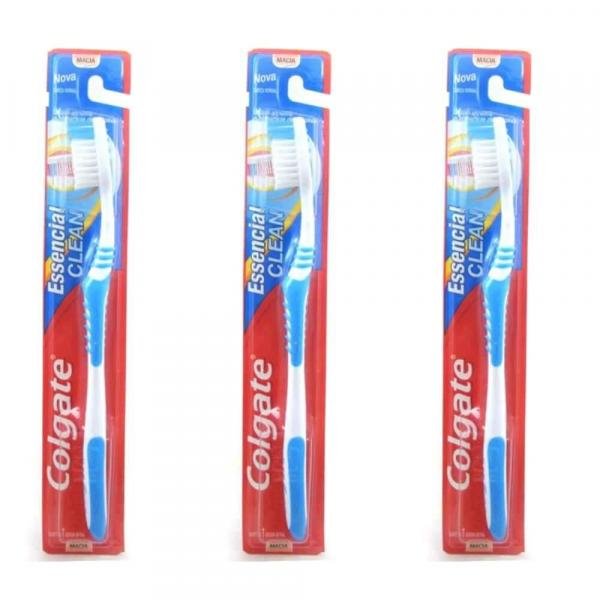 Colgate Essencial Clean Escova Dental Macia (Kit C/03)