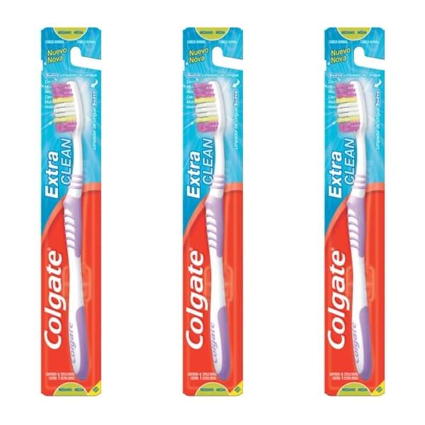 Colgate Extra Clean Escova Dental Média (Kit C/03)