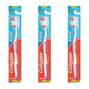 Colgate Extra Clean Escova Dental Média - Kit com 03