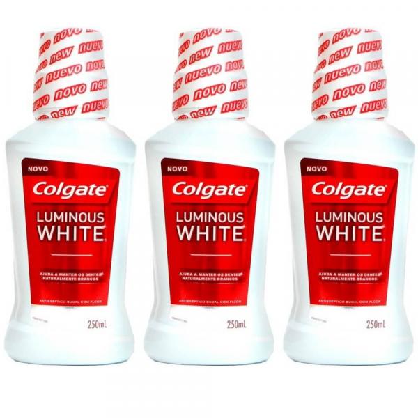 Colgate Luminous White Enxaguante Bucal 250ml (Kit C/03)