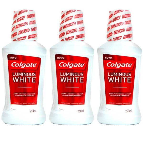 Colgate Luminous White Enxaguante Bucal 250ml (kit C/03)