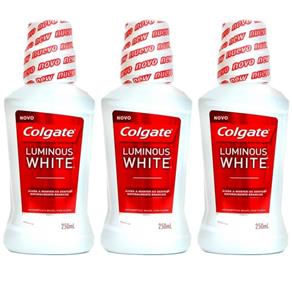 Colgate Luminous White Enxaguante Bucal 250ml - Kit com 03
