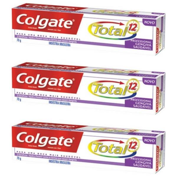 Colgate Total 12 Gengiva Saudável Creme Dental 70g (Kit C/03)