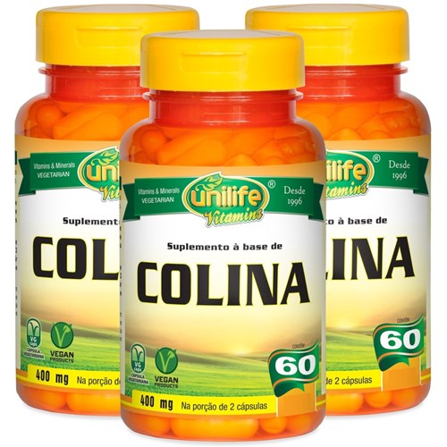 Colina Unilife Vitamina B8 60 Cápsulas Kit com 3