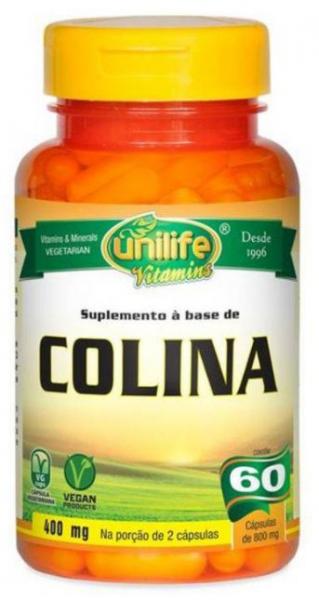 Colina Vitamina B8 - 60 Cápsulas 800mg - Unilife