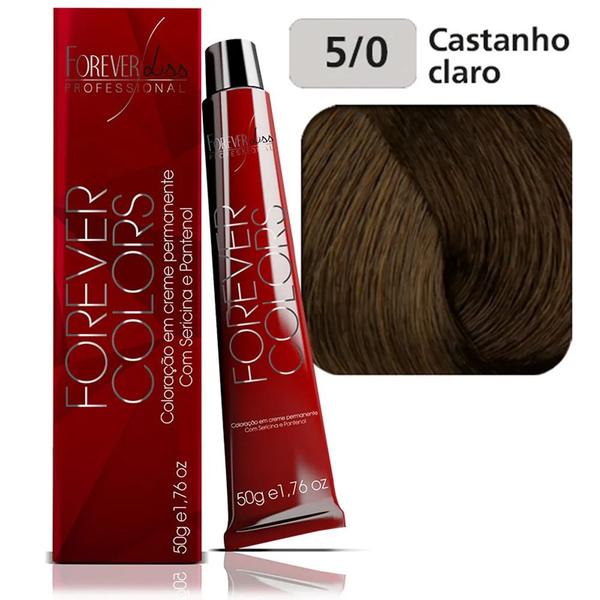 Coloração 5-0 Castanho Claro Natural Forever Colors 50g - Forever Liss