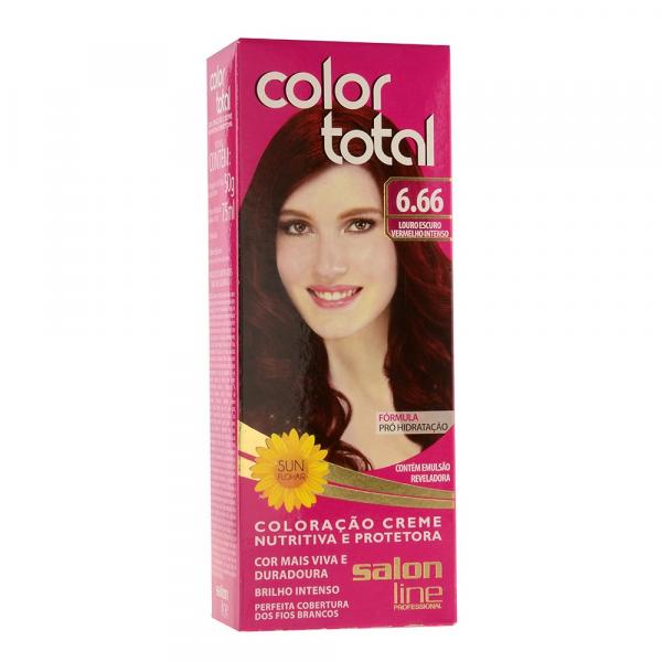 Coloração Creme Color Total Pro N 6.66 Louro Escuro Vermelho Intenso 100g - Salon Line