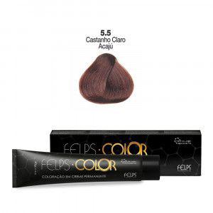 Coloração em Creme Permanente Castanho Claro Acajú 5.5 Felps Color Professional 60g - Felps Professional