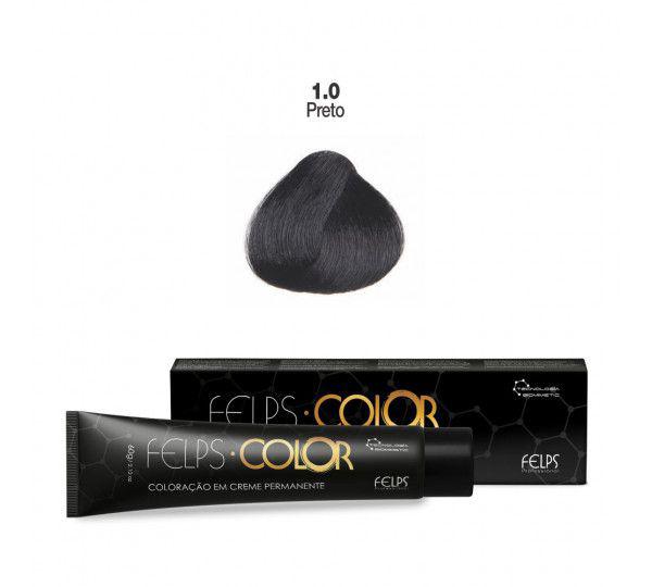 Coloração em Creme Permanente Preto 1.0 Felps Color Professional 60g - Felps Professional