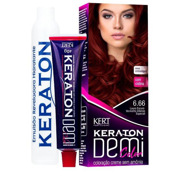 Coloração Keraton Demi Color Louro Escuro Vermelho Intenso Especial 6.666 - Kert