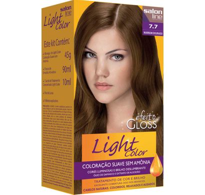 Coloração Light Color Efeito Gloss Marrom Dourado 7.7 - Salon Line