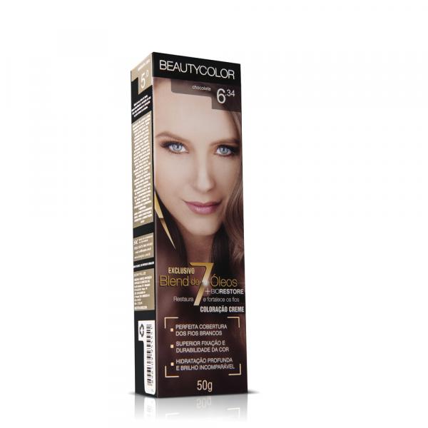 Coloração Permanente BeautyColor Chocolate 6.34 - Avelis