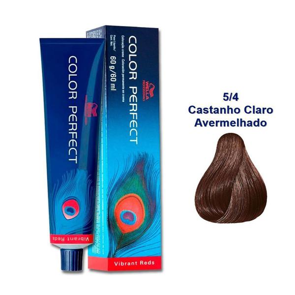 ColoraçãO Permanente Wella Professionals Color Perfect 5/4 Castanho Claro Avermelhado 60g