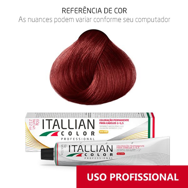 Coloração Profissional Vermelho Fogo 7.60 (760) Itallian Color 60g