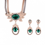 3Colors EuropeStyle Oval Crystal Necklace and Earring Gold Plating Bridal Jewelry Sets