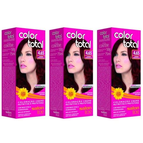 Colortotal Tinta Creme 4.65 Castanho Vermelho Acaju 50g (kit C/03)