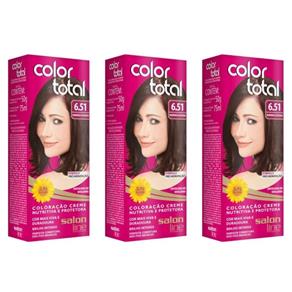 Colortotal Tinta Creme 6.51 Marrom Castanha 50g - Kit com 03