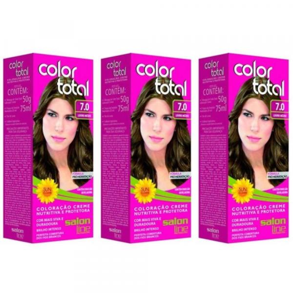Colortotal Tinta Creme 7.0 Louro Médio 50g (kit C/03)