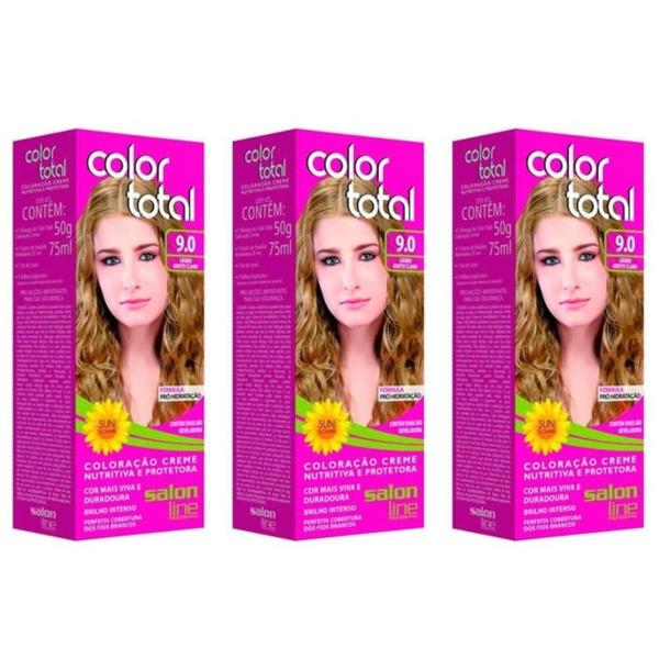 Colortotal Tinta Creme 9.0 Louro Médio Claro 50g (Kit C/03)