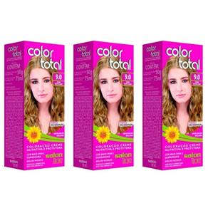 Colortotal Tinta Creme 9.0 Louro Médio Claro 50g - Kit com 03