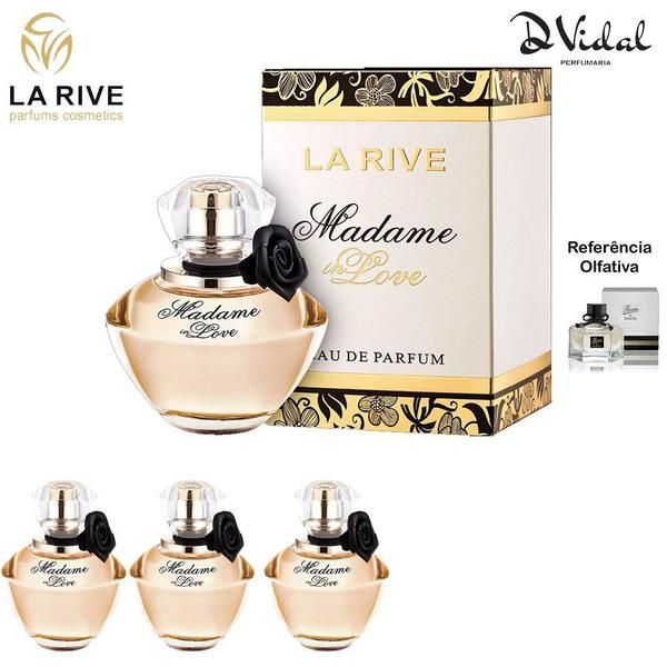 Combo 03 Perfumes - Madame In Love La Rive Eau de Parfum - Perfume Feminino 90ml