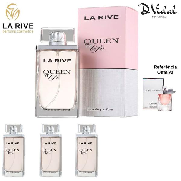 Combo 03 Perfumes - Queen Of Life La Rive Eau de Parfum - Perfume Feminino 75ml