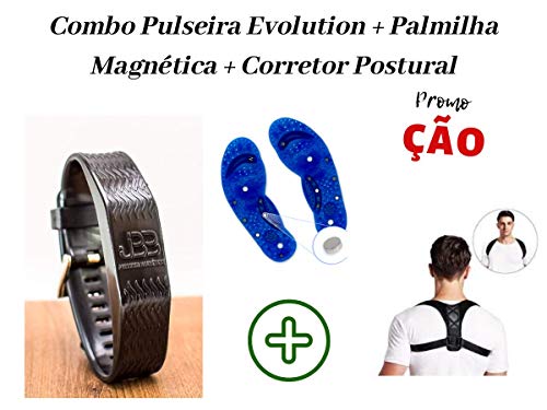 Combo 1 Pulseira Magnética Evolution Jbb + 1 Palmilha Magnética + 1 Corretor de Postura (Azul)