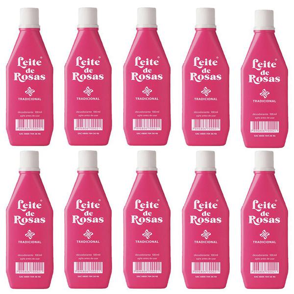 Combo 10 Desodorante Leite de Rosas + Proteção para Seu Corpo Indicado para a Limpeza da Pele 100ml