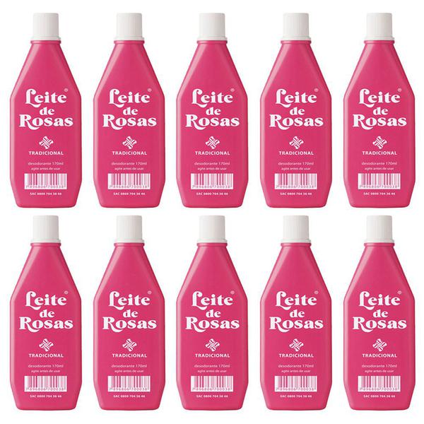 Combo 10 Desodorante Leite de Rosas + Proteção para Seu Corpo Indicado para a Limpeza da Pele 170ml