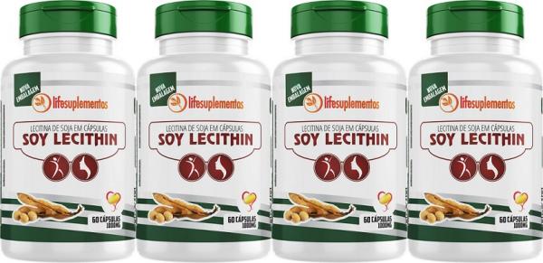 COMBO - 4UN Lecitina de soja 60 cápsulas 100mg Soy Lecithin - Melcoprol