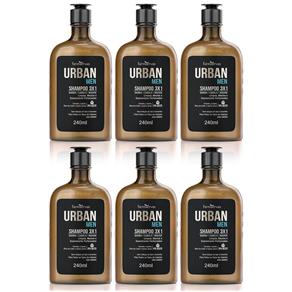 Combo 6 Shampoo Urban Men Farmaervas 3x1 - 240ml