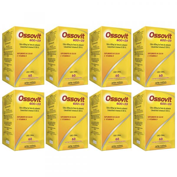 Combo 8 OSSOVIT 600+D3 Vitamina Para Previnir Tratar Combater Osteoporose 360cp Arte Nativa 