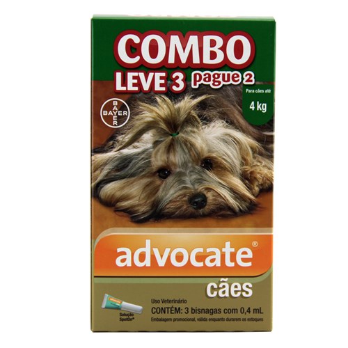 COMBO Advocate Cães Até 4kg 0,4ml Bayer
