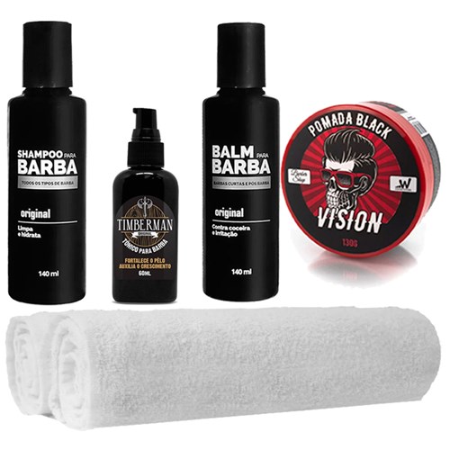 Kit Barba Tônico 2 Toalhas Shampoo Balm Usebarba