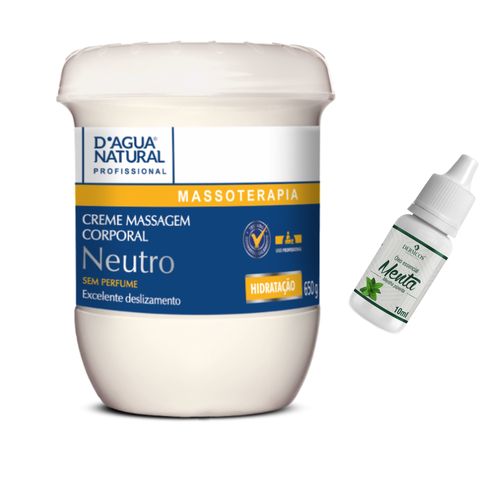 Combo Creme P Massagem Neutro+óleo Essencial Menta Relaxante