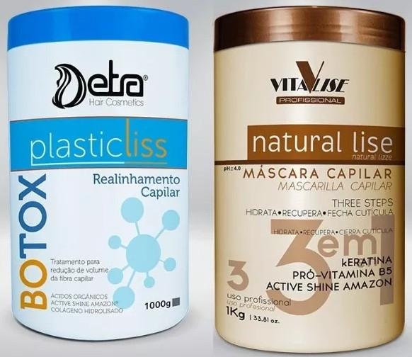 Combo Duo Botox Capilar Detra Plastic Liss 1Kg + Máscara Natural Lise 1Kg Vitalise - R