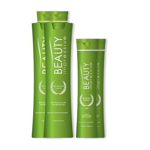 Combo Escova Beauty Impressive Progressiva Brazilian Keratin 1 Litro (cada) - 2 Kits - Contém (2 Shampoos & 2 Redutores)